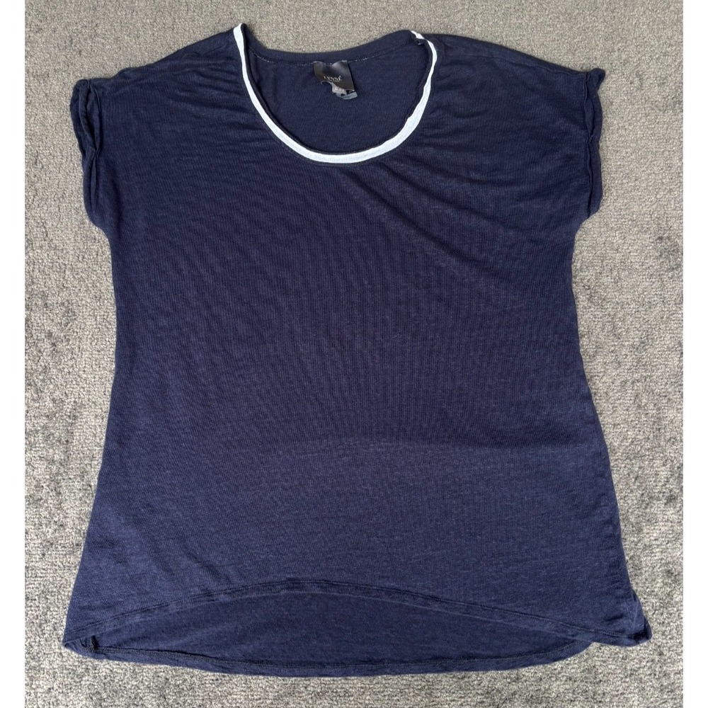 Lysse T-Shirt Women's Size‎ Large Navy Blue Round Neck Short Sleeve Pullover